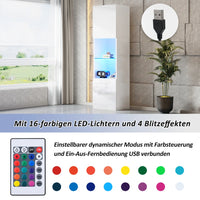 45×35×160cm High-gloss Display Cabinet with LED Lighting, 1 Glass Floor