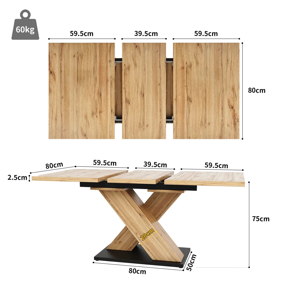Wooden Dining Table Telescopic, Kitchen Table, Modern Style Pull-out Table