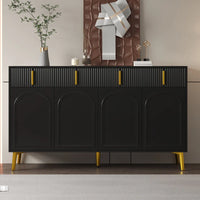 Sideboard with Golden Handles and Legs, 4 Doors, 4 Drawers