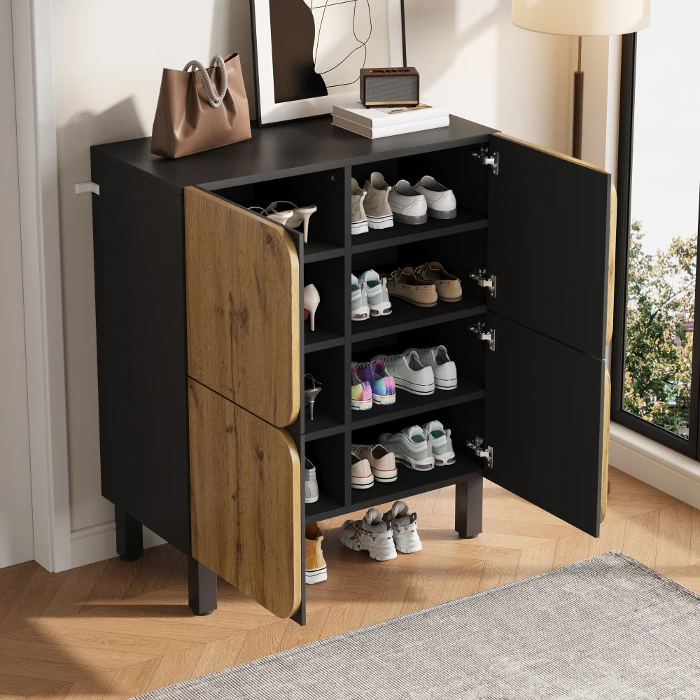 80*38.5*90cm Modern Shoe Cabinet, Unique Design, Features Four Doors