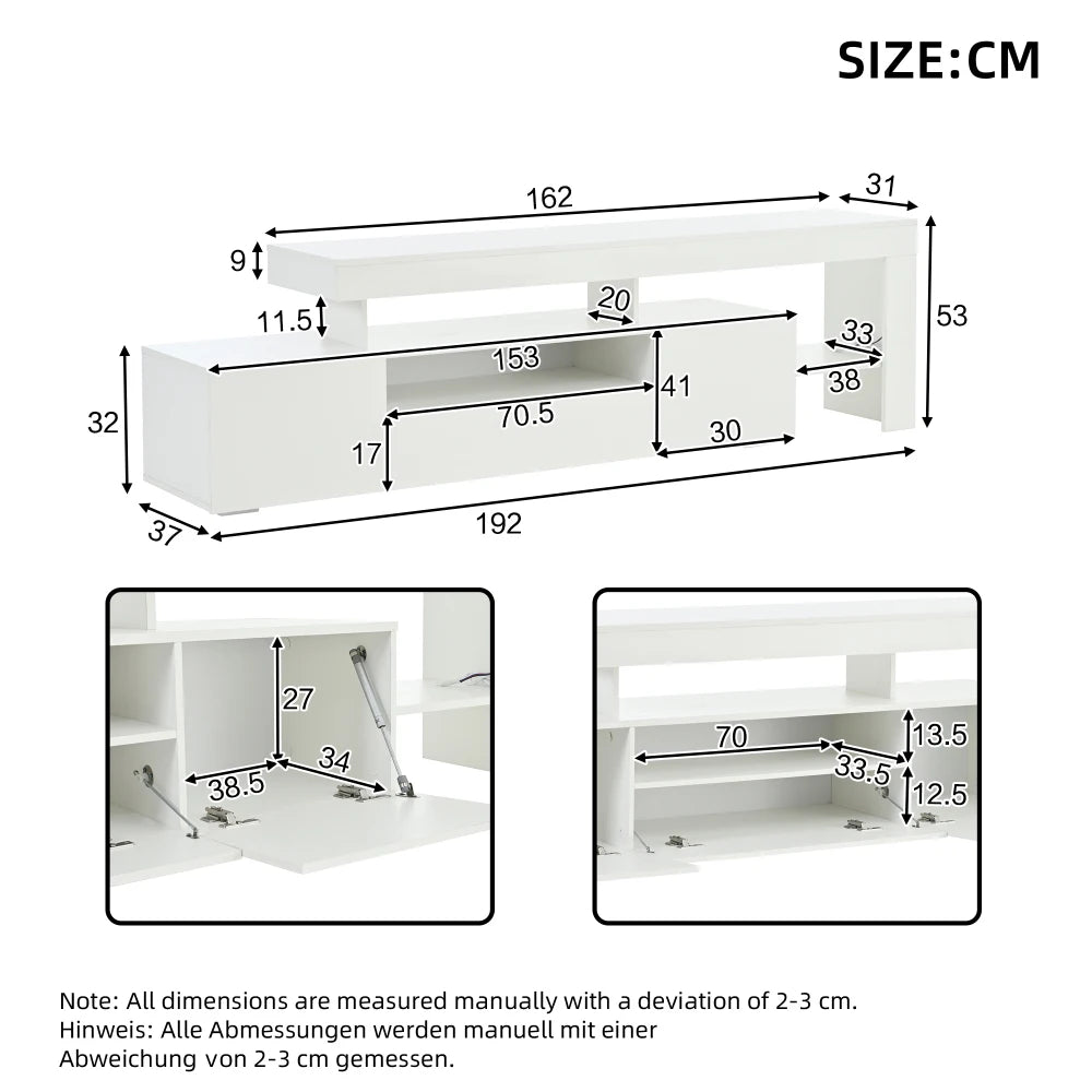 192*37*53cm Modern Living Room TV Cabinet with 3 Cabinets