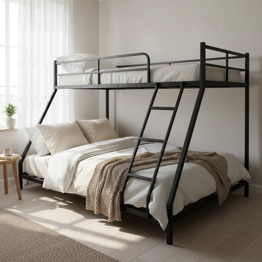 90*200cm & 140*200cm Metal Bunk Bed, 2-in-1 Bunk Bed Design