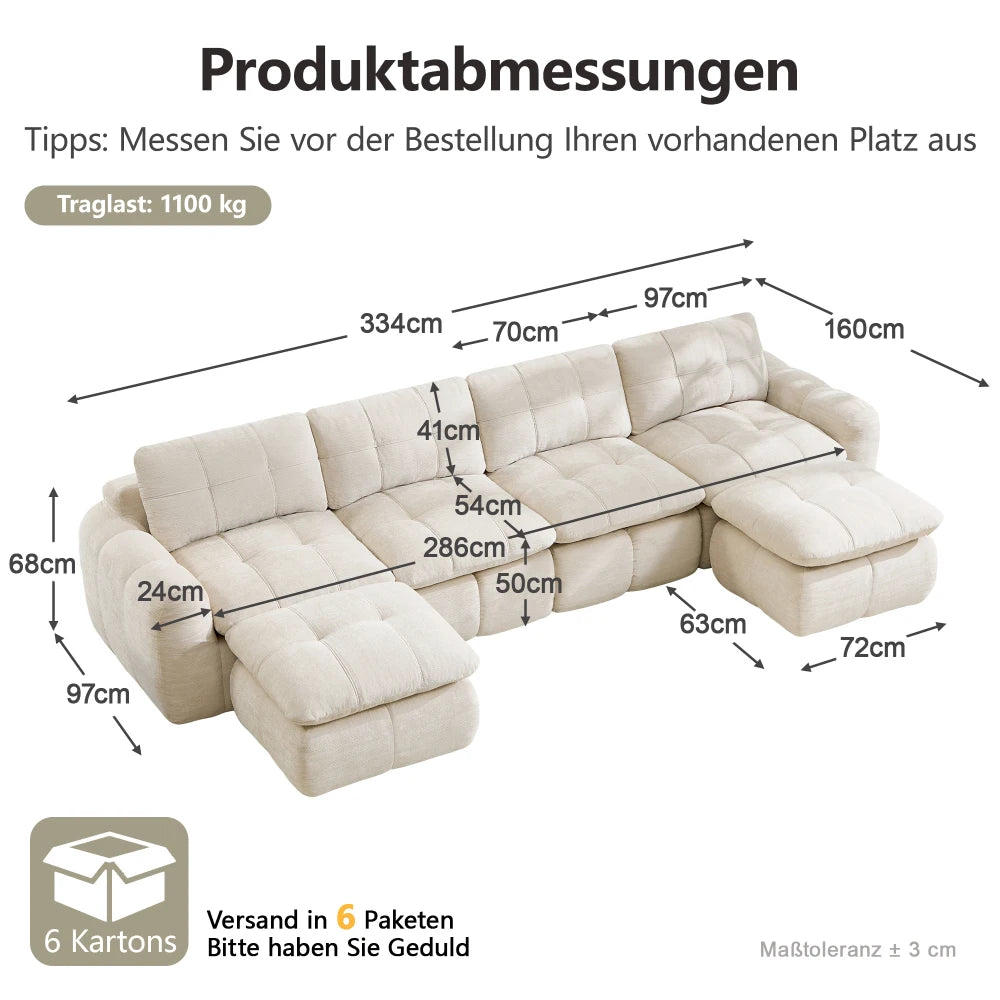 4-Seater Frameless U-Module Modular Sofa