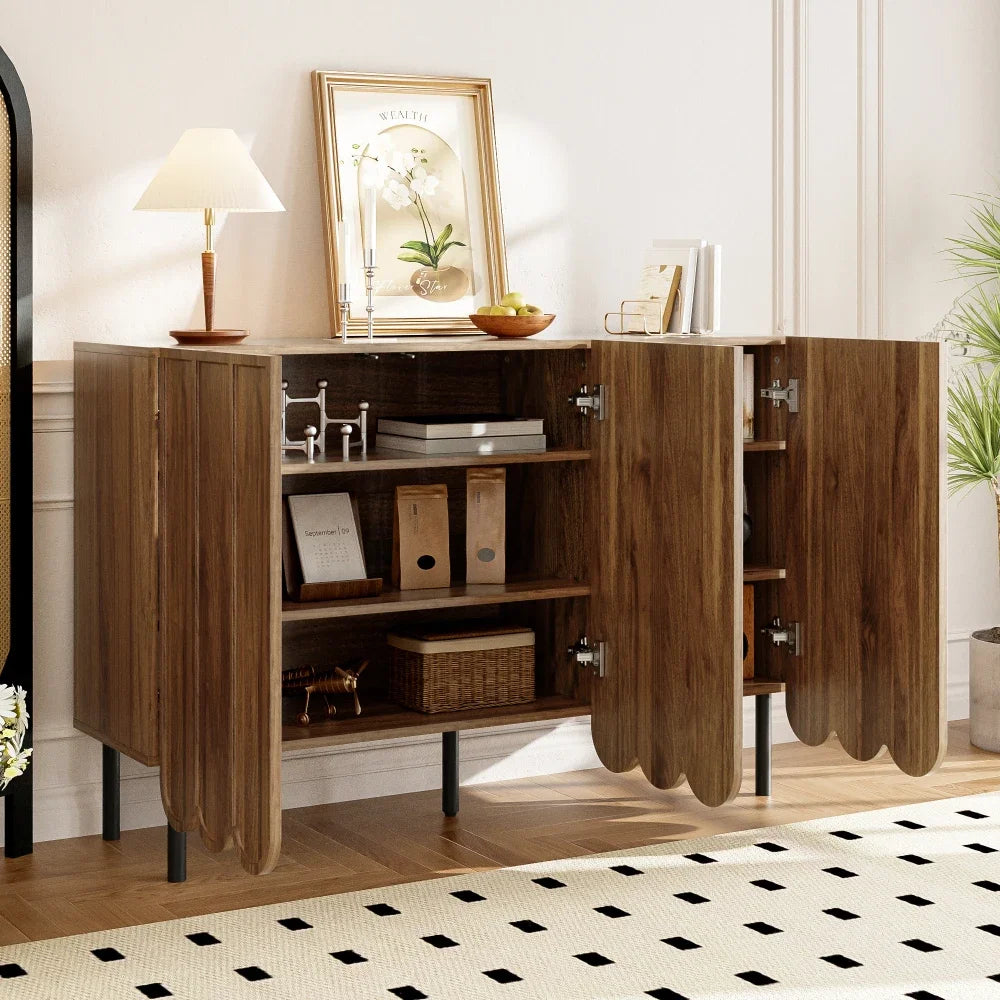 Modern Wooden Sideboard with 120x35x80 Cm Handle-free