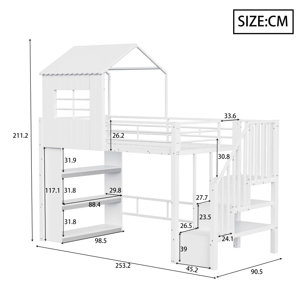 90×200cm Iron High Bed, House Design, High Safety Grille