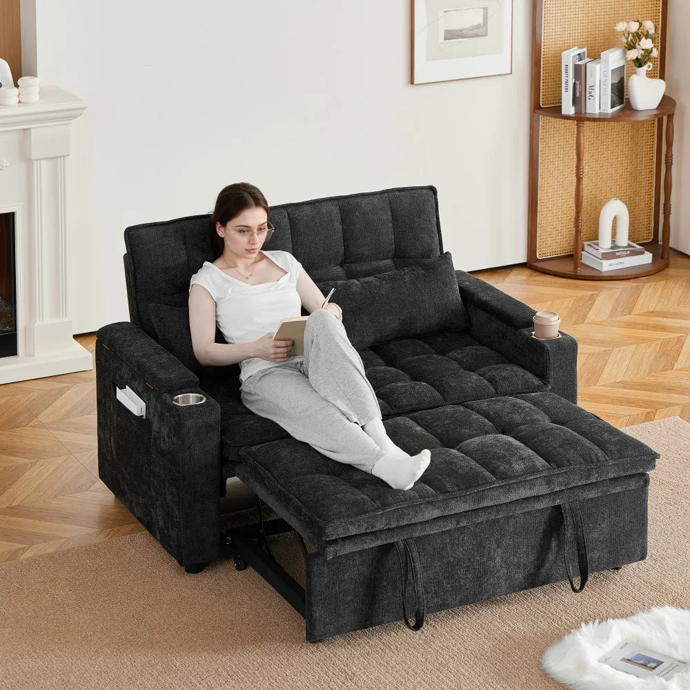 3-i-1 sovesofa 142 cm med justerbar ryg