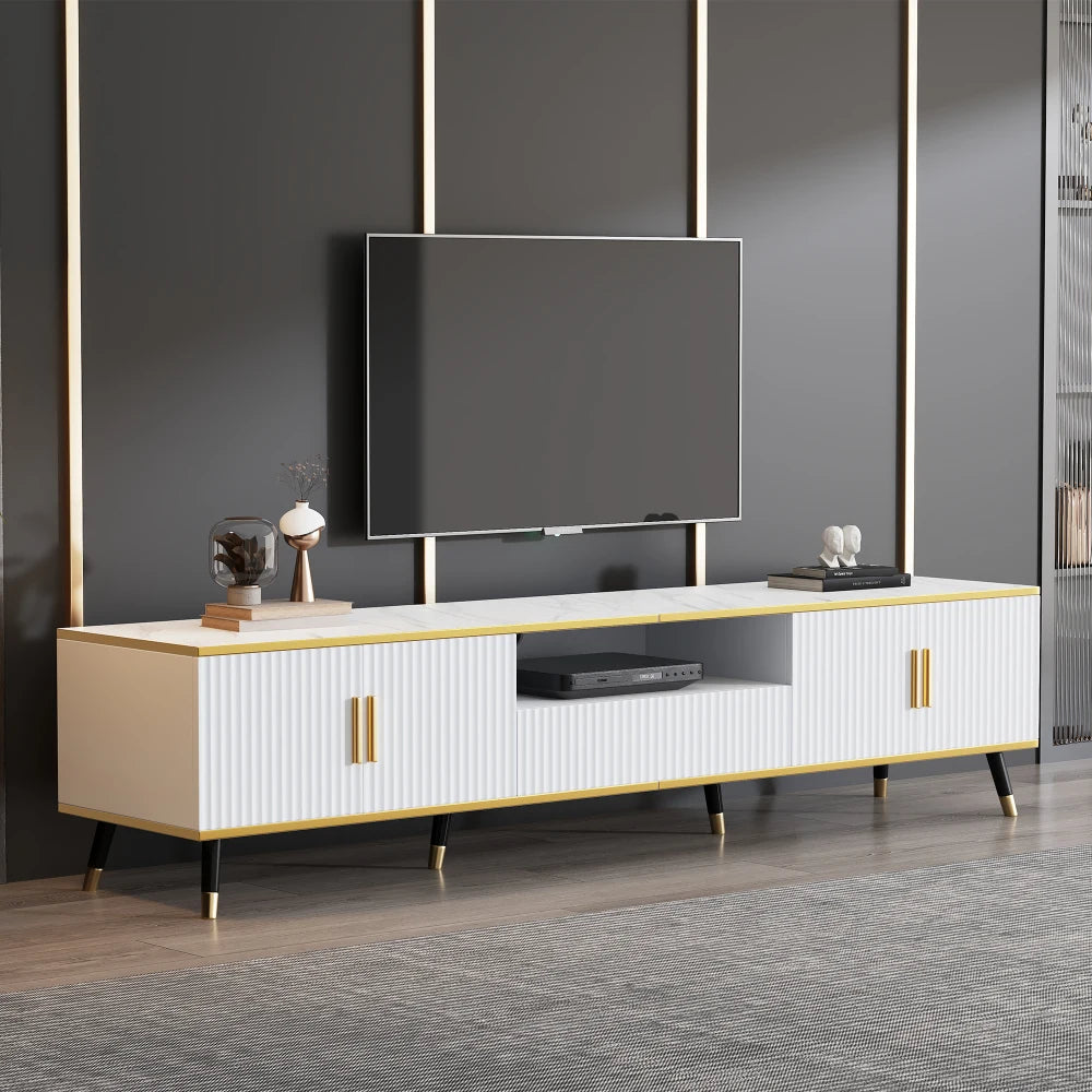 200 X 40 X 46cm Modern TV Cabinet, Marble Optics, TV Chest of Drawers