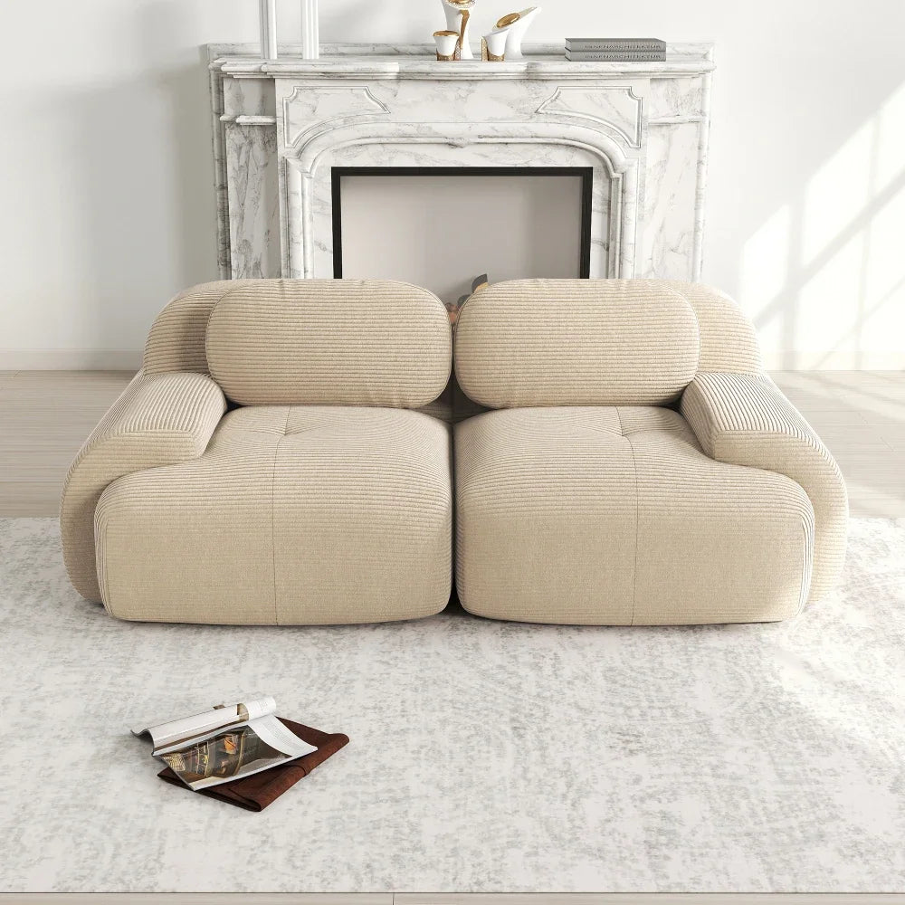 Loveseat-sofa med buede armlæn og skridsikker bund