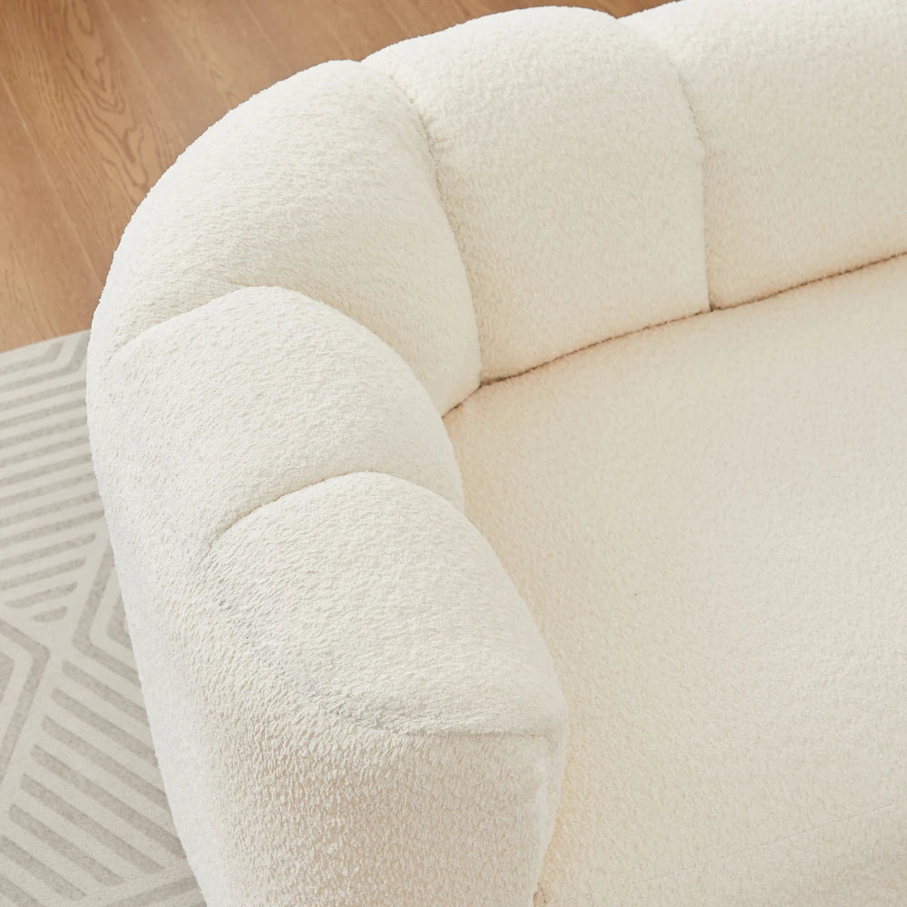 Modern Chenille Chaise Longue, Wavy Backrest Design
