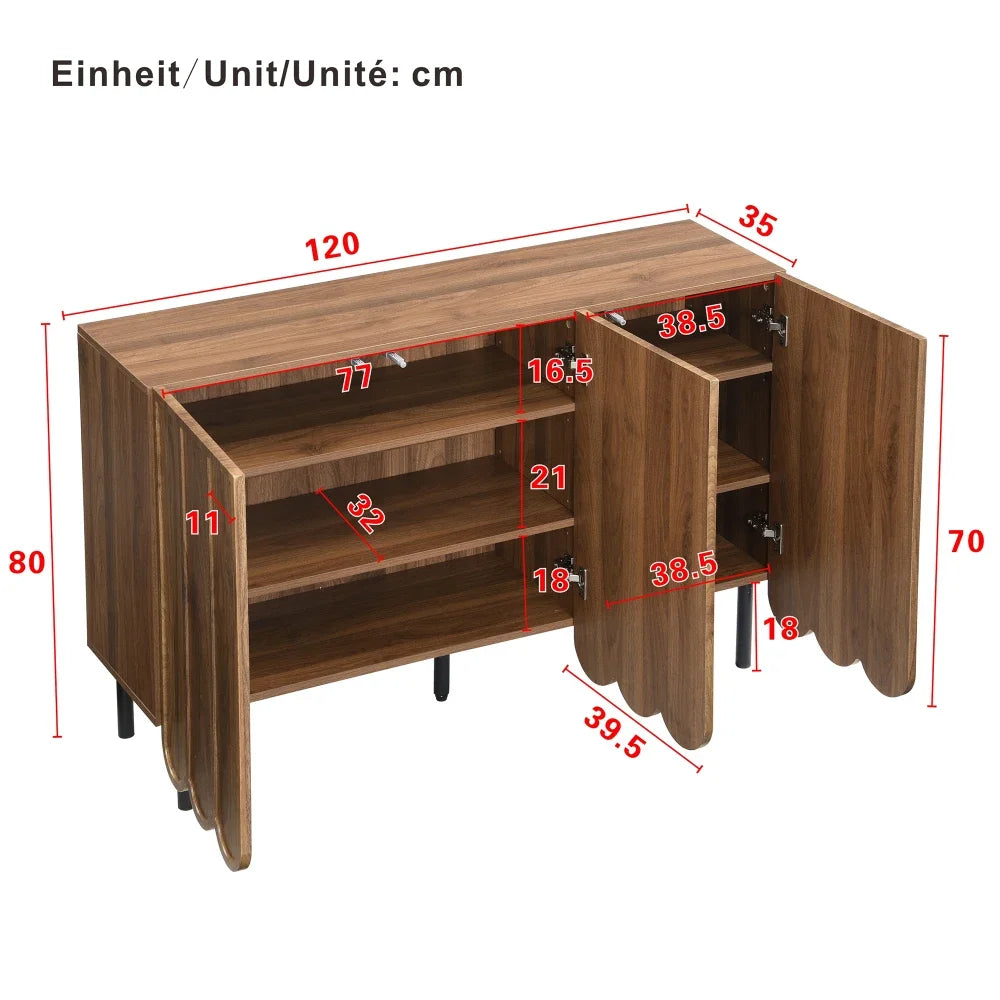 Modern Wooden Sideboard with 120x35x80 Cm Handle-free