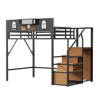 Metal High Bed 140 X 200 Cm, with Storage Guide, Window