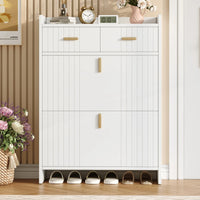 75x24x108.5cm Shoe Cabinet with Folding Compartments & 2 Drawers