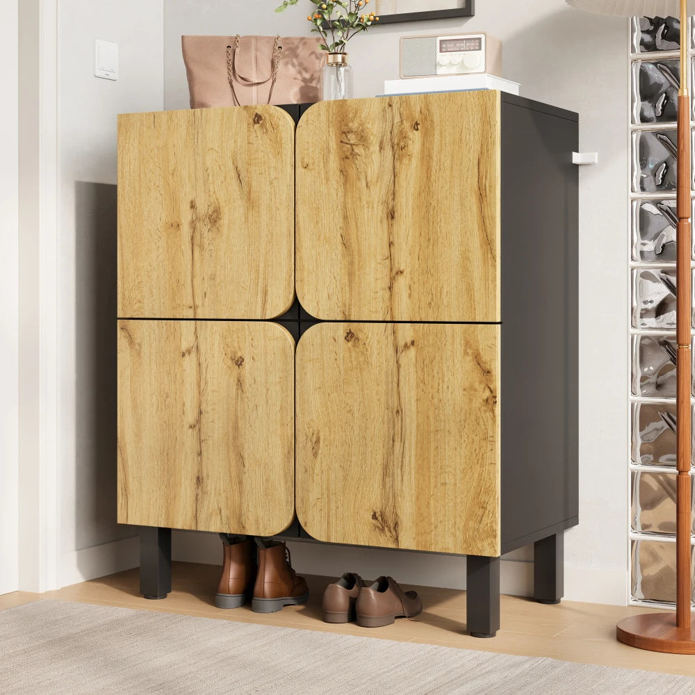 80*38.5*90cm Modern Shoe Cabinet, Unique Design, Features Four Doors