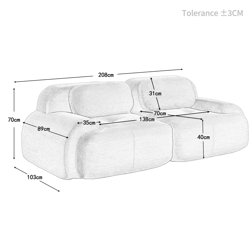 82'' Loveseat Sofa with Curved Armrests and Non-slip Bottom