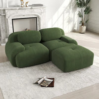 82'' Corner Sofa in Soft Cord Fabric, Modular Combined with Curved Armrests