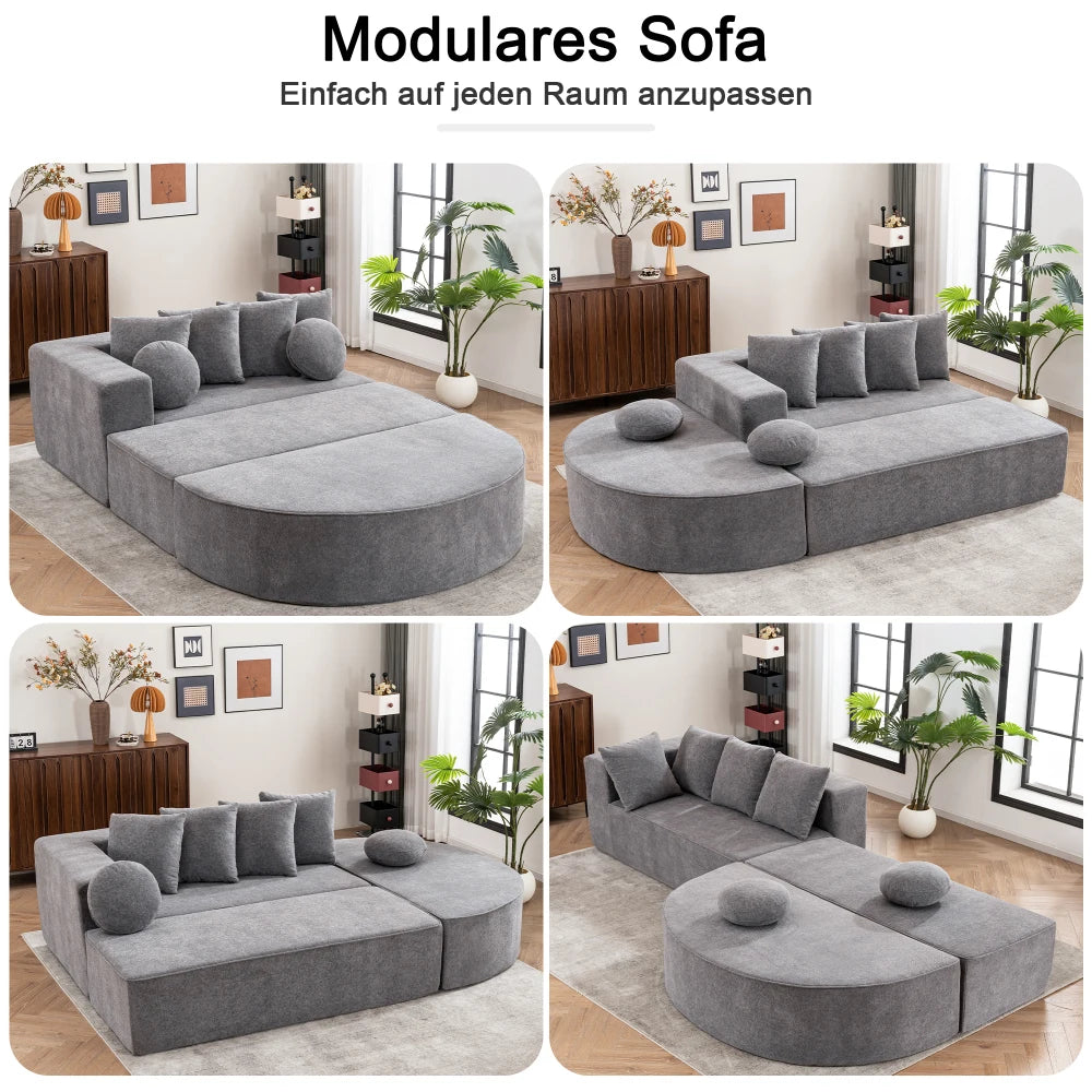 Fully Compressed Boneless Sofa, with Segmented Cloud Sofa