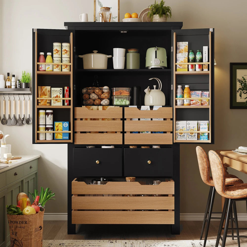 80x40x140cm Kitchen Cabinet, Multi-purpose Buffet, Snack Cabinet