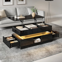 High Gloss Lift Top Coffee Table with LED Light