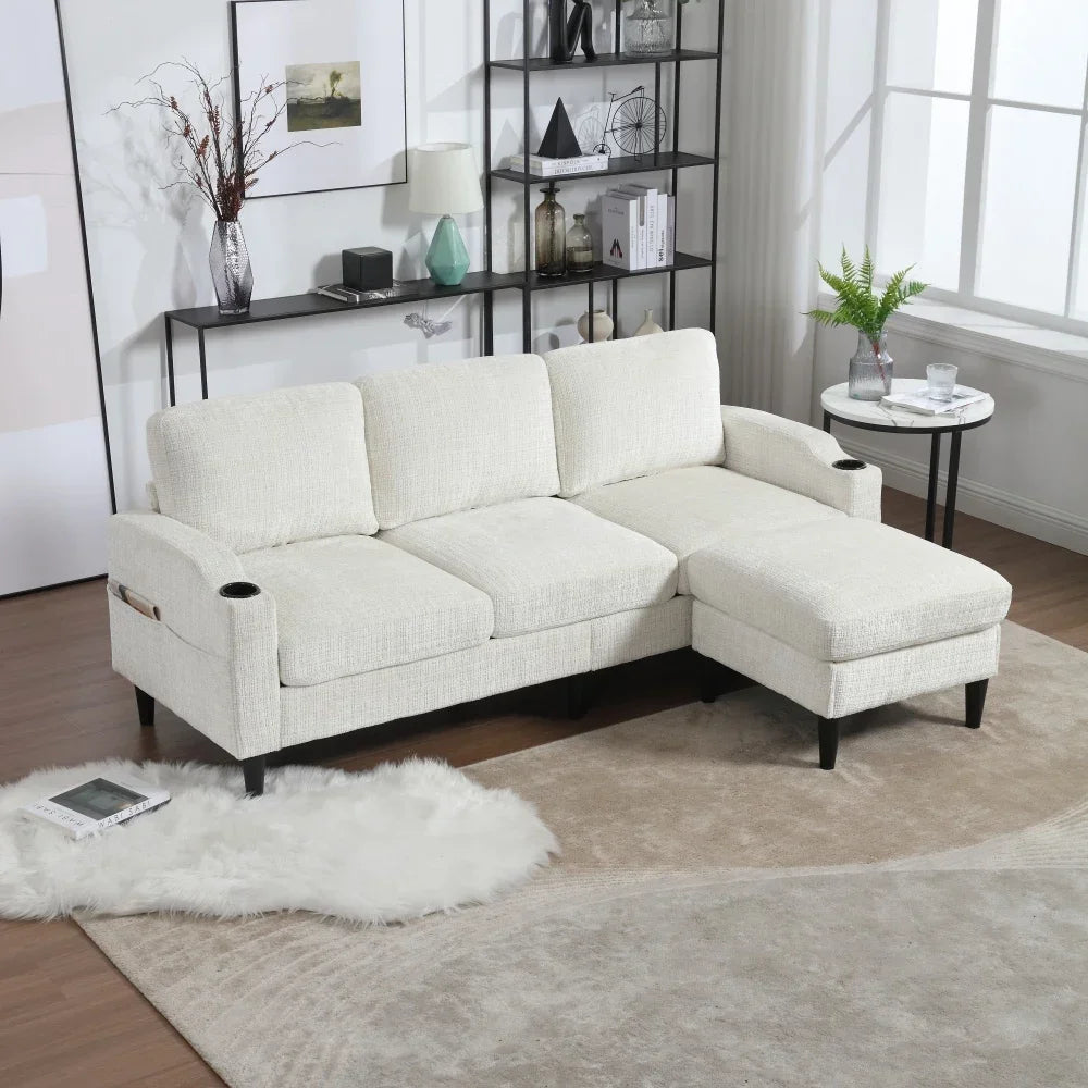 Elegant 4-personers sofa med skammel og opbevaring
