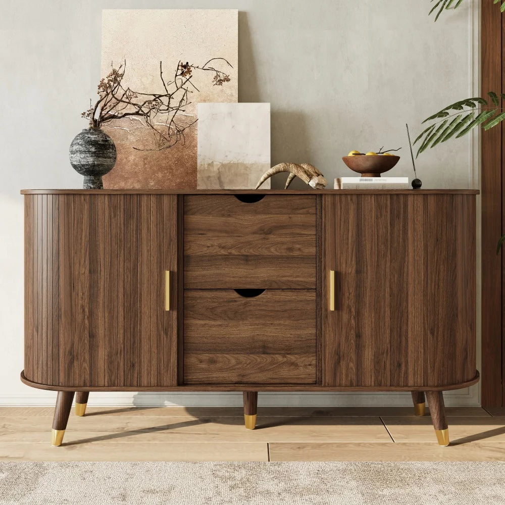 Sideboard with Vertical Beads, Two Sliding Doors, Two Drawers