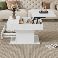 70*70*45cm High Gloss Coffee Table, Top Table 360° Freely Rotatable