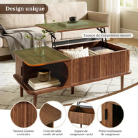 Living Room Coffee Table with Sliding Door & Wooden Legs