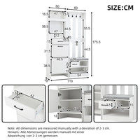 110*35*175.5cm Floor 7-in-1 Clothes Rack with Shoe Bench, Freestanding