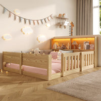 90x200cm & 140x200cm Flat Bed Frame, Children’s Bed with Safety Grille