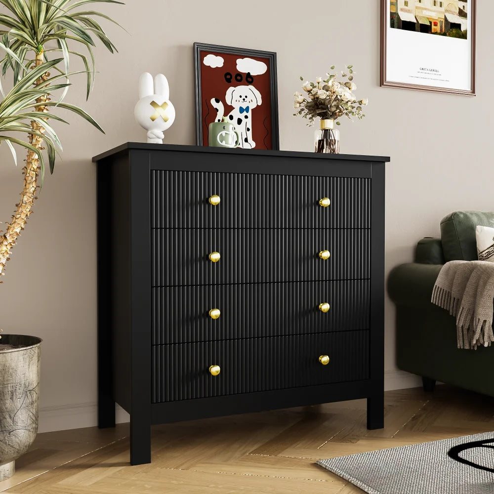 Modern Sideboard, Chest of Drawers with Special Doors, Gold Handles
