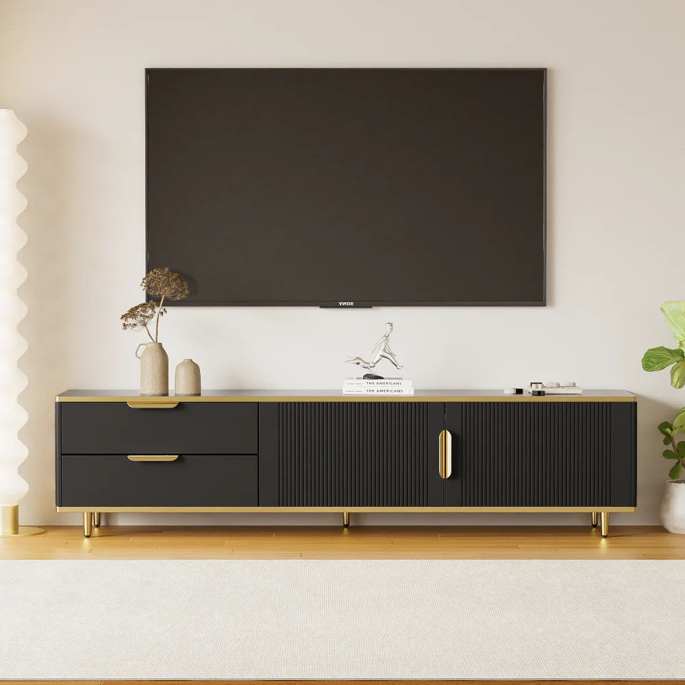 L175×W40×H45cm Modern TV Cabinet, Lowboard, Carved Structure