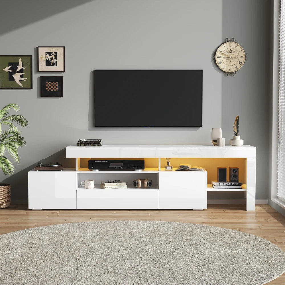 192*37*53cm Modern Living Room TV Cabinet with 3 Cabinets