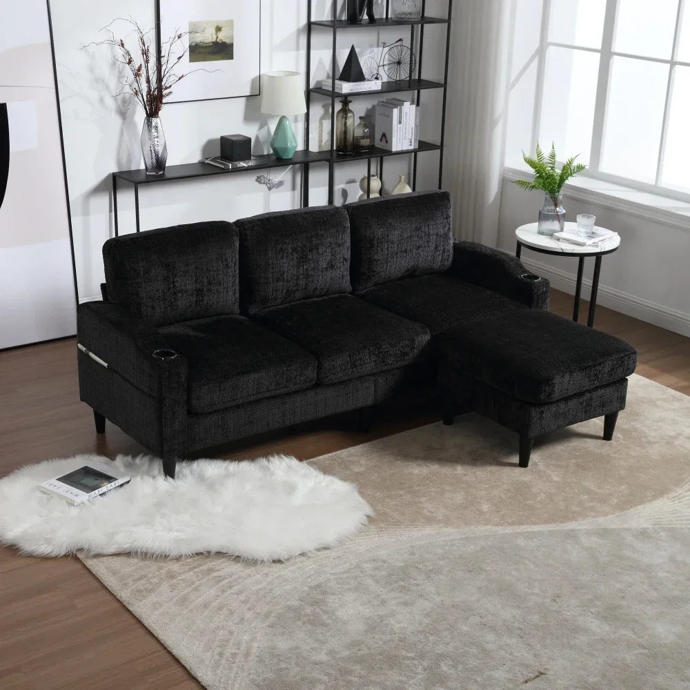 Elegant 4-personers sofa med skammel og opbevaring