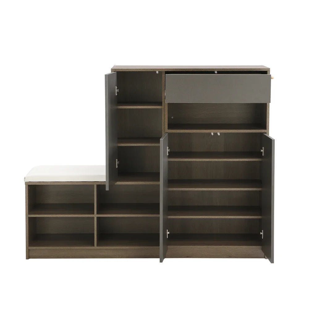 Shoe Storage Bench Shoe Wardrobe, Shoe Rack with Padded Seat