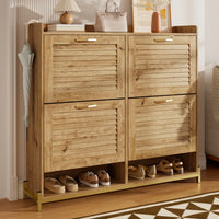 108.5×24×100cm Modern Shoe Cabinet with Wooden Doors