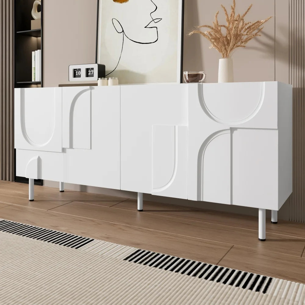 Modern Geometric Sideboard, with Irregular Curves, Living Room Cabinet