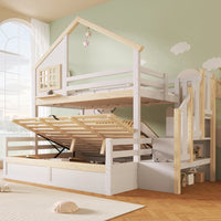 90x200cm & 140x200cm Hydraulic Lift Bunk Bed Frame with Protective Bed Grille Guard