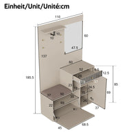 Wardrobe Set, Hallway Wardrobe with Mirror and Cushions, Living Wall, Shelf