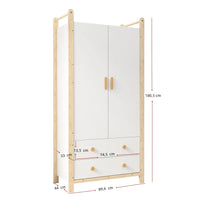 2-door Wardrobe, Wardrobe with Wardrobe Rack, 2 Drawers, for Bedroom