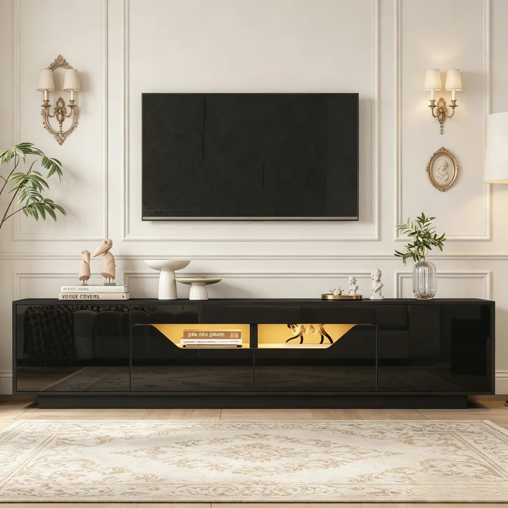 180x40x45cm High‑Gloss TV Stand Lowboard