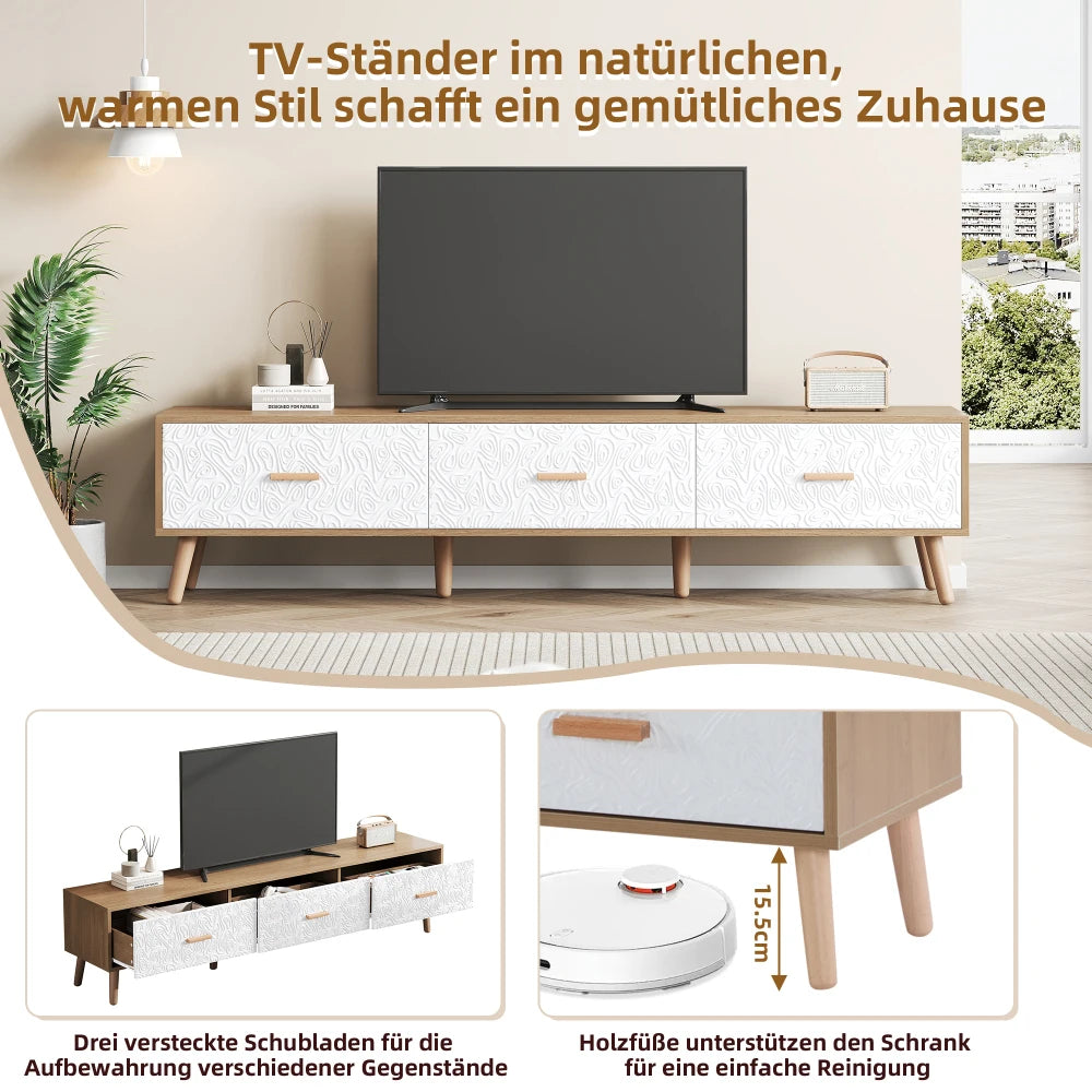 Vintage TV Stand, TV Cabinet Wood TV Table, Living Room Bedroom, Light Wood
