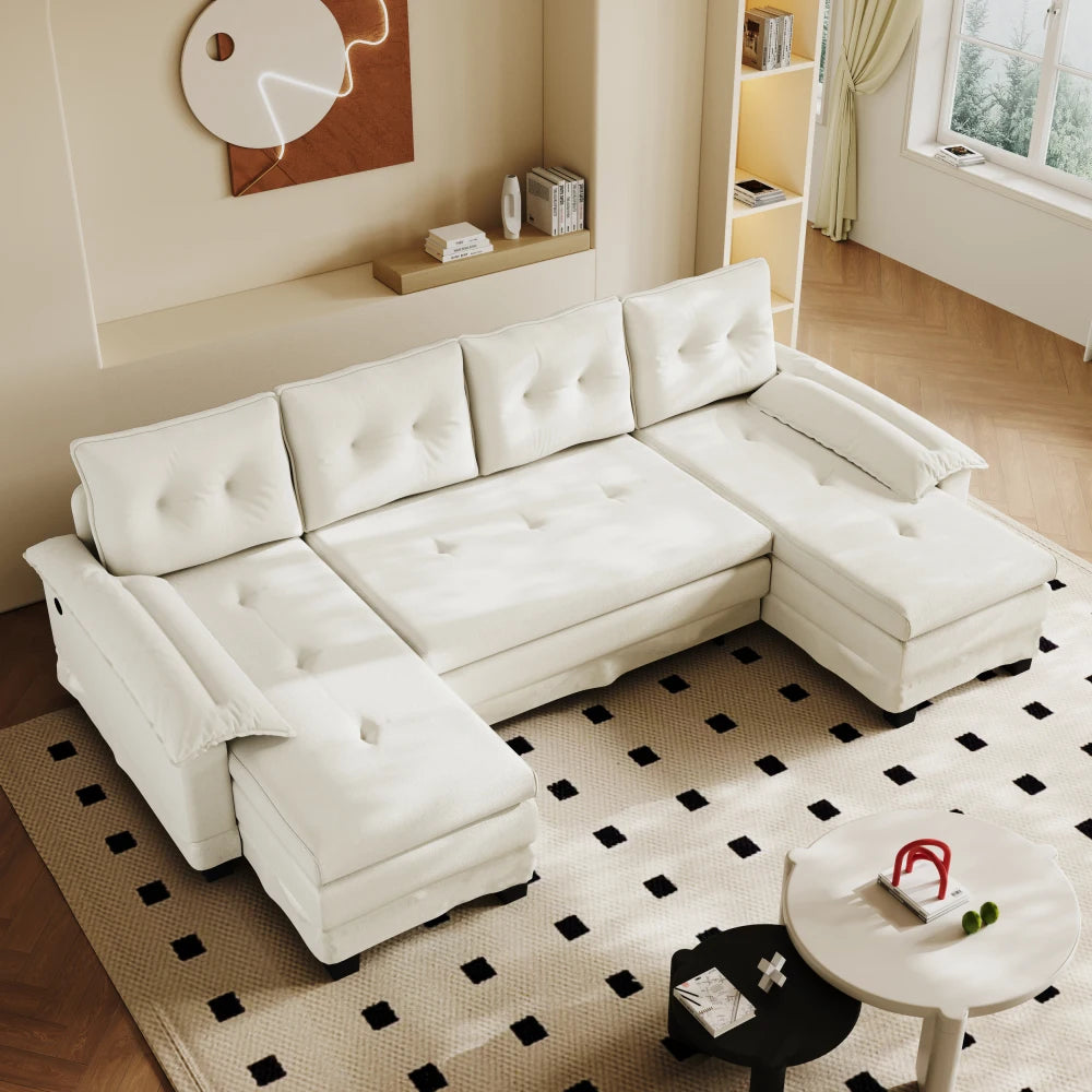 278cm U-Shaped Modular Sofa Bed