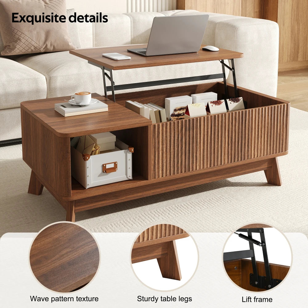 Modern Coffee Table with Lifting Function, Wave Optics