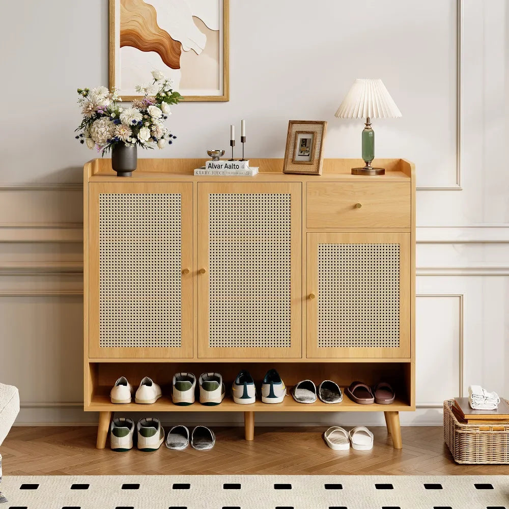 Shoe Cabinet, Shoe Rack with 3 Doors and1 Drawers and 5 Shelves
