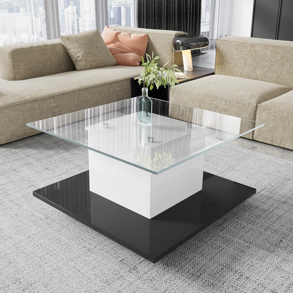 Modern Living Room Coffee Table, High-gloss Glass Coffee Table